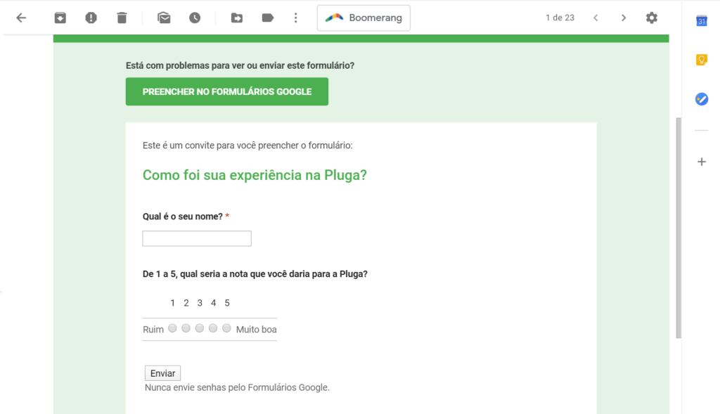 Exemplo formulario google docs